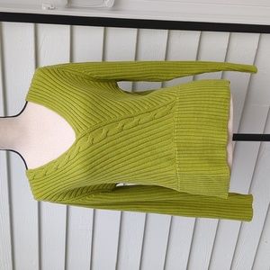 Norton McNaughton V-Neck Ribbed Cable Knit Sweater